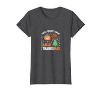 Happy Hallothanksmas Triple Holiday Threat Celebration T-Shirt, Women, Dark Heather Grey, 3XL