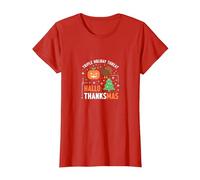 Happy Hallothanksmas Triple Holiday Threat Celebration T-Shirt, Women, Red, 3XL