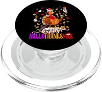 Happy HalloThanksmas Turkey Santa Hat Thanksgiving Christmas PopSockets PopGrip for MagSafe