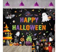 Happy Halloween Backdrop Spooky Ghost Halloween Party Background for Kids Hallowmas Birthday Baby Shower Decorations Backdrop (8X6FT (240x180cm))