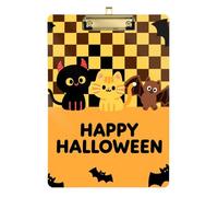 Happy Halloween Bat Black Cat Acrylic Pocket Size Nurse clipboard Standard Letter A4 Size Plastic for Nursing Student Trade Quest Gold 12x9in Tablas para escribir