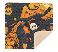 Happy Halloween Bat Candy Corn Tree Crows Large Sturdy Baby Play Mat for Floor Water Resistant Baby Play Tummy Time Mat for Babies Infants Toddlers, 50'' x 50''