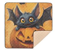 Happy Halloween Bat Pumpkin Cute Foldable Baby Play Mat for Floor Water Resistant Padded Baby Mat for Babies Infants Toddlers, 50'' x 50''