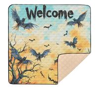 Happy Halloween Black Bats Silhouette Tree Crows Silhouette Tree Crows Large Stylish Baby Playmat for Floor 1-Piecing Activity Entertainment Mat for Baby Toddler Infant, 50'' x 50''