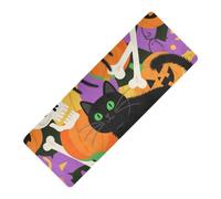 Happy Halloween Black Cat Skull Pumpkin printed non slip yoga mat Thick 1 mm for gym non slip, with bags tapete para ejercicio 71x26 inches