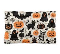 Happy Halloween Black Cat Washable Dog Cat Bed Non-Slip Soft Comfortable Cat Kennel Crate Pad for Large Jumbo Medium Small Dogs 36" x 24"