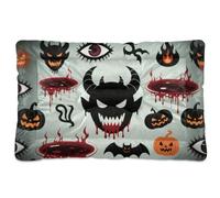 Happy Halloween Black Devil Washable Dog Beds Crate Pad Soft Comfortable Anti-Slip Bottom Pet Kennel Beds for Medium/Large Dogs 36" x 24"