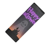 Happy Halloween Black printed folding yoga mat travel Thick 1 mm for exercise non slip, with Yoga mat cover tapete para ejercicio 71x26 inches