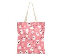 Happy Halloween Bloody Eyes Boo Canvas Tote with Pockets Reusable Everyday Bag for Women