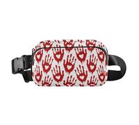 Happy Halloween Bloody Heart Handprint Stylish Fanny Pack Waist Bag for Women Men Mini Chest Bag Belt Bag with Adjustable Strap for Travel Running Hiking, Happy Halloween bloody heart handprint,