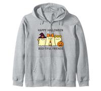 Happy Halloween Boo-Tiful Friends Kawaii Ghosts Pumpkin Zip Hoodie