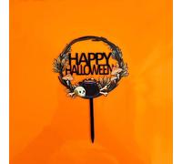 Happy Halloween Cake Topper, Acrylic Halloween Cake Sign Decorations with Cauldron Design, Color Printing Decorative Sign for Party & Theme Supplies