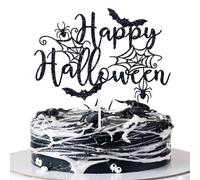 Happy Halloween Cake Topper, Horror Haunted House Cake Decor, Happy Boo Day, Spider Web Bat Halloween Party Decorations Supplies