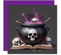 Happy Halloween Cards Skull Cauldron Gothic Card - 145 x 145mm