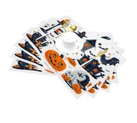 Happy Halloween Cartoon Castle Pumpkin Vinyl Placemats Set of 4 for Dining Tables,Kitchen Table Mats Heat Resistant Washable Wipeable PVC Place Mat