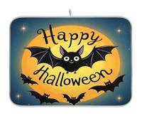 Happy Halloween Cartoon Cute Black Bat111 Plate Mat Absorbent Drying Mat Washable Table Top Accessories Tabletop Medium 40x45cm