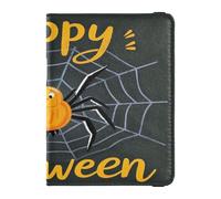 Happy Halloween Cartoon Cute Black Leather decorative family passport holder Vaccine Card Holder Cover Combo Passport Holder Ultra Slim, Happy Halloween cartoon cute black, One Size