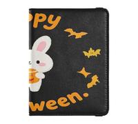 Happy Halloween Cartoon Cute Rabbit Leather decorative family passport holder Wallet Combo Passport Holder Lightweight, Happy Halloween cartoon cute rabbit, One Size