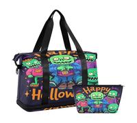 Happy Halloween Cartoon Cute Zombie Duffel Bag Carry on Weekender Overnight Bag with Adjustable Strap for Airplane Traveling Large Capacity, Happy Halloween cartoon cute zombie, One Size
