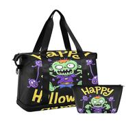 Happy Halloween Cartoon Cute Zombie Duffel Bags Sports Duffel Bags with Toiletry Bag for Business Trips Multifunctional, Happy Halloween cartoon cute zombie, One Size