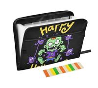 Happy Halloween Cartoon Cute Zombie Organizer with Pocket 13 Pockets A4 Letter Size with Zipper Closure for Document Storage Document File Folder Expanding carpetas de
