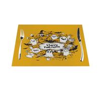 Happy Halloween Cartoon Ghost Pumpkins Vinyl Placemats Set of 1 for Dining Tables,Kitchen Table Mats Heat Resistant Washable Wipeable PVC Place Mat
