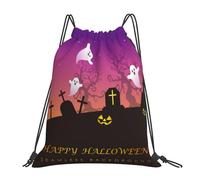 Happy Halloween Cartoon Ghosts Swimming Bag Lightweight Sports Backpack Durable Drawstring Bag For Shopping Party Holiday 36X42Cm