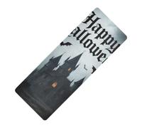 Happy Halloween Castle Black printed natural yoga mat Thick 1 mm for women non slip, with Yoga mat cover tapete para ejercicio 71x26 inches