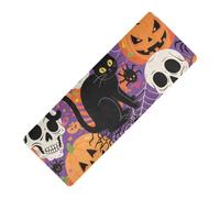 Happy Halloween Cat Skull Pumpkin printed yoga mat bulk Thick 1 mm for women non slip, with bags tapete para ejercicio 71x26 inches