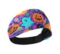 Happy Halloween Colorful Candy Ghosts Cooling fabric headbands Stretchy tennis sweatbands for Workouts tennis Football washing face
