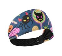 Happy Halloween Colorful Candy Ghosts Moisture Wicking women's headbands Stretchy sweat for Athletic Sports Football make up basketball