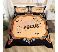 Happy Halloween Comforter Cover Single Hocus Pocus Bedding Set For Kids Boys Girls Teens Magic Pumpkin Lantern Duvet Cover Gothic Bat Quilt Cover With 1 Pillow Case