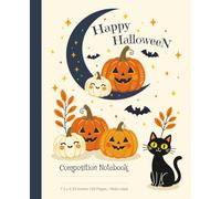 Happy Halloween Composition Notebook - Cute Black Cat & Pumpkin Design: Adorable Halloween-themed notebook with smiling pumpkins, black cat, and ... creative writing. 120 Pages (7.5 x 9.25 in)