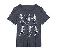Happy Halloween Dancing Skeletons Skull Party Adults Kids T-Shirt, Women's Plus, Heather Blue, 1X