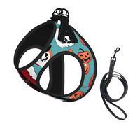 Happy Halloween Day Print Harness Leash Set For Cat And Small Dog, Adjustable, Reflective, And Escape-Proof Vest With Soft Breathable Mesh Lining