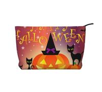 Happy Halloween Day Printed Make up Bag for Women Corduroy Makeup Bags Zipper Travel Cosmetic Bags Pouch Organizer