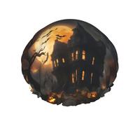 Happy-Halloween-Day-Trick-Or-Treat 1 Reusable Shower Cap for Women, Double Waterproof Layers Bath Hat, Hair Treatment Essentials