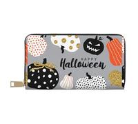 Happy-Halloween-Day-Trick-Or-Treat Long Faux Leather Clutch Chic Stylish Women'S Wallets For Modern Women Large Capacity Card Holder And Organizer Pockets Durable Purse Handbag For Everyday Travel
