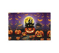 Happy-Halloween-Day-Trick-Or-Treat Print Imitation Linen Placemat, Wipeable Table Mats Placemat For Kitchen Dining Outdoor