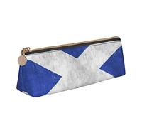 Happy-Halloween-Day-Trick-Or-Treat Print Leather Pencil Pen Case With Zipper College School Office Organizer Pen Bag Pouch Box For Teen Girl Boy Men Women, Scottish Retro, One Size, Box,Triangular