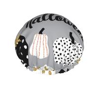 Happy-Halloween-Day-Trick-Or-Treat Print Premium Double Layer Shower Cap For Women With Reusable Shower Cap For Hair - Waterproof Plastic Cap - Shower Caps For Long, Short And Curly Hairs