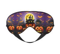 Happy-Halloween-Day-Trick-Or-Treat Print Soft Eye Mask for Women Men Comfortable with Adjustable Strap for Travel Yoga Nap Shift Work