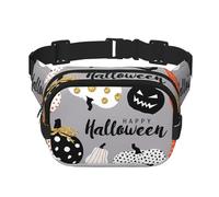 Happy-Halloween-Day-Trick-Or-Treat Unisex Adjustable Waist Square Double Layer Waist Pack for Outdoor Activities Travelling Running Hiking