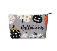 Happy-Halloween-Day-Trick-Or-Treat Zipper Closure Corduroy Makeup Bag Multifunctional Organizer 22x7x17cm for Travel Camping Vacation Fitness