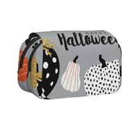 Happy-Halloween-Day-Trick-Or-Treatdouble Layer Pencil Case With Flip Top Big Pencil Bag Pouch Stationery Organizer Makeup Bag For Boys Girls Teen College Students School Adults & Office Supplies