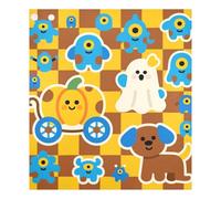 Happy Halloween Dog Monster Checkered Decorative decorative dishwasher magnet reusable magnetic refrigerator covers holiday decor Cubierta magnética del lavavajillas 23x26in
