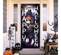 Happy Halloween Door Cover Halloween Door Decoration, Large Fabric Halloween Party Decorations Door Cover for Front Door Porch Wall Decoration Halloween Party Supplies Indoor Outdoor, 5.9 x 2.5 Feet