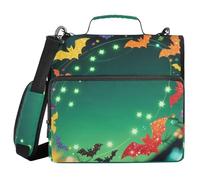 Happy Halloween Dreamy Witch Hat 1.5 Inch 3 Rings Binder Organizer with Strap Multi-Pocket Portfolio Binder for School/Office