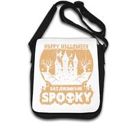 Happy Halloween Eat Drink and Be Spooky Vampire Castle Graphic Shoulder Bag White