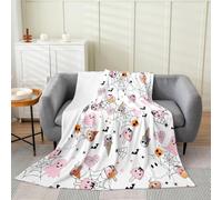 Happy Halloween Flannel Blankets,Ghost Bat Spider Web Fleece Blanket,Kids Girls Boys Adult Cute Ice Cream Fuzzy Blankets Kawaii Pink Sherpa Blanket Chair Sofa Bed Decor,90"×90"